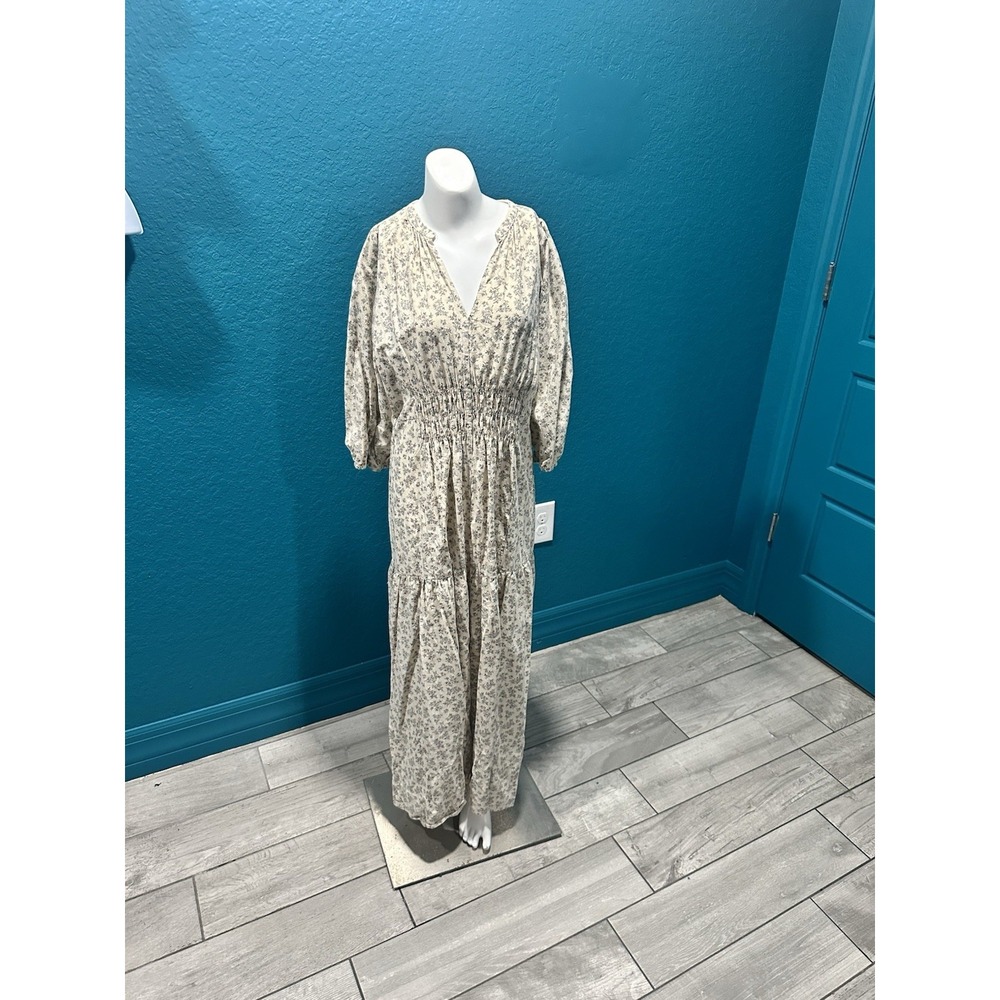 Grade And Gather Neutral Floral Maxi Dress Cottage S - Picture 1 of 7